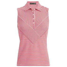 Womens Chevron Feeder Stripe Tech Pique Sleeveless Polo Lava - SS24