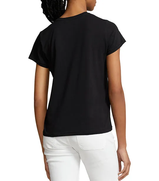 Women's Cotton Jersey Crewneck Tee Polo Black