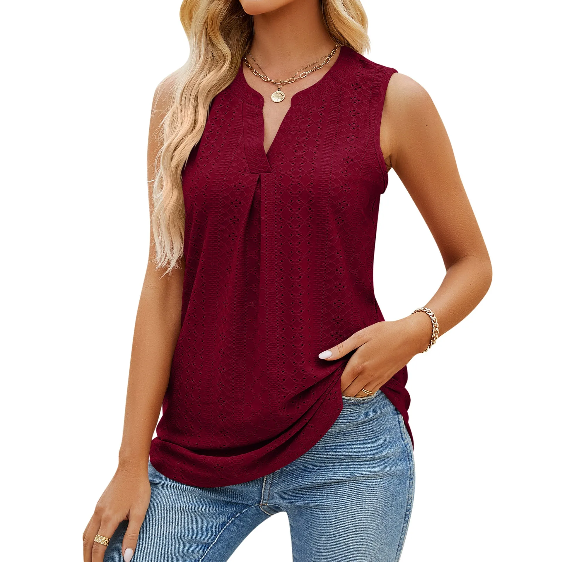 Women's Summer Solid Color Hole Slim For Blouses