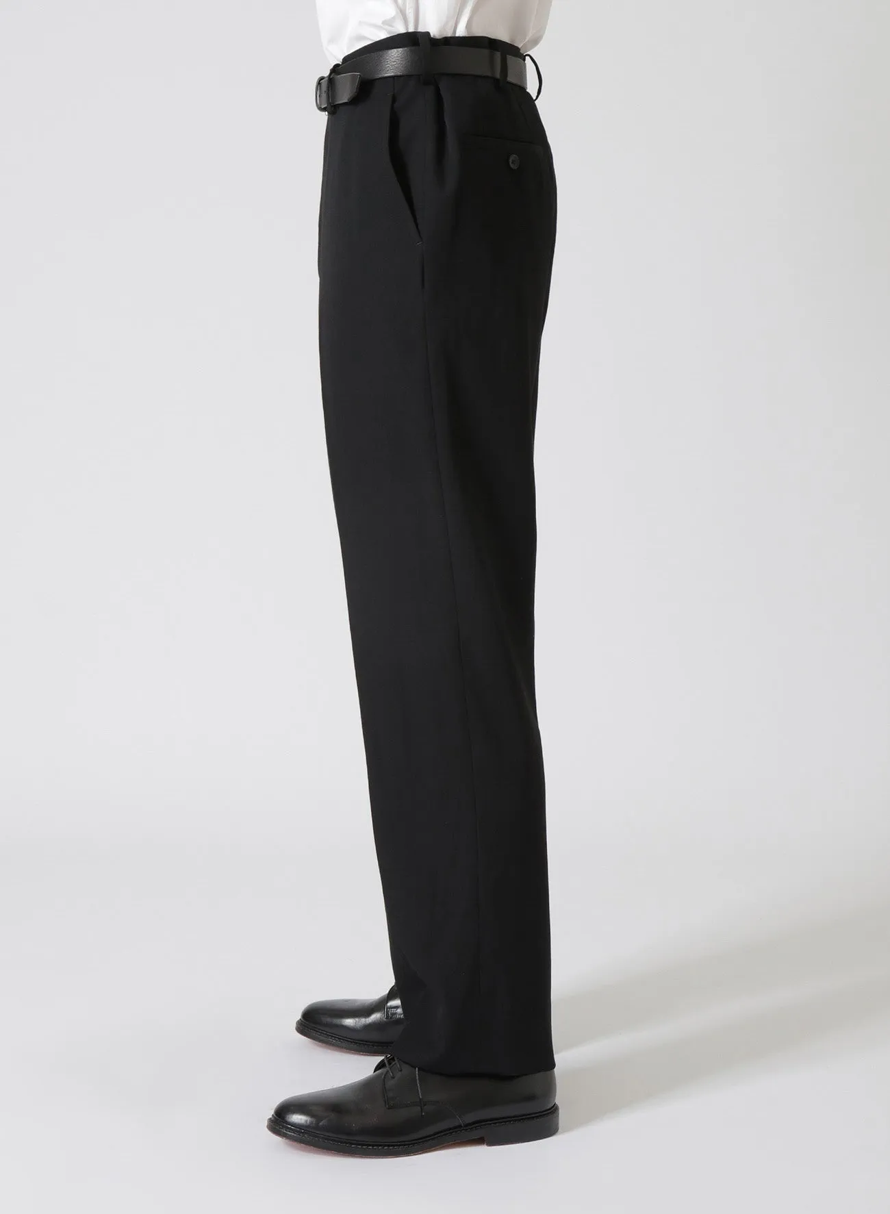 WOOL GABARDINE NON-PLEATED PANTS