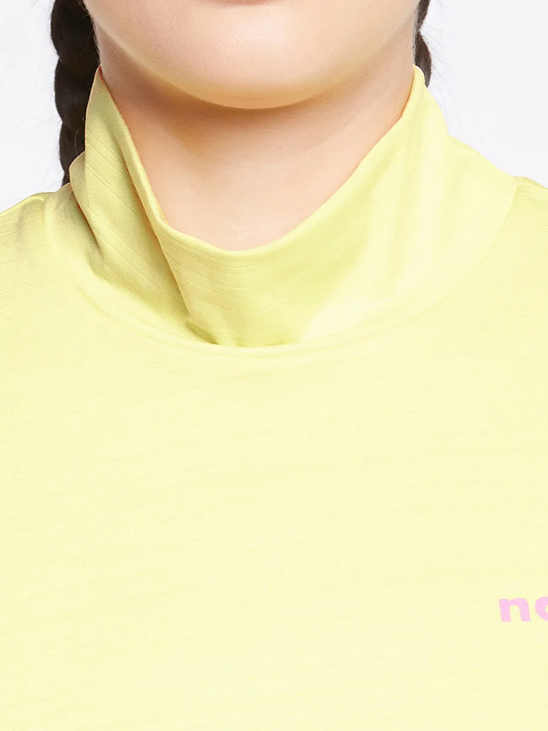 Yellow Comfort Fit Turtleneck Active Crop Top