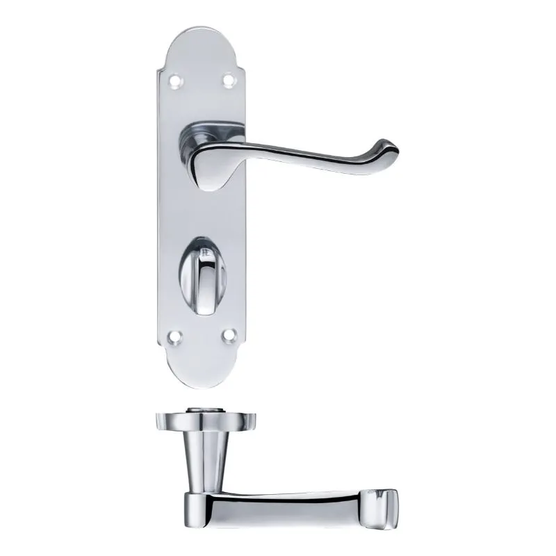 Zoo Project Oxford Lever on Bathroom Backplate - 168mm x 42mm-Polished Chrome